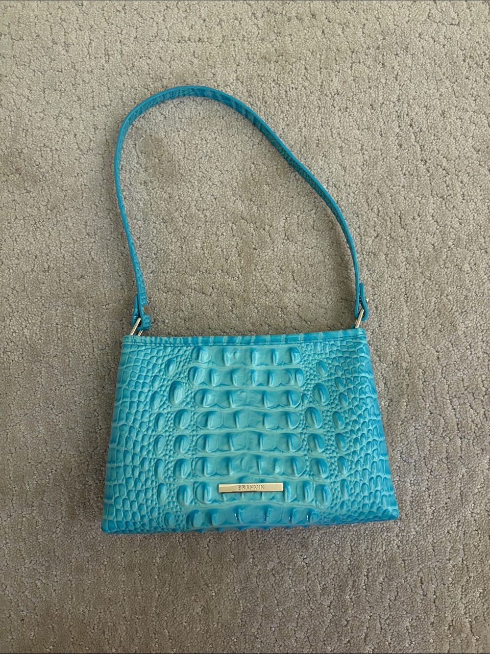 Brahmin Turquoise Croc-Embossed Lorelei shoulder bag